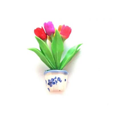 Calamita vaso blu con tulipani